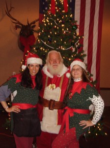 Santa Visits and Entertaining Elves by the Christmas Tree